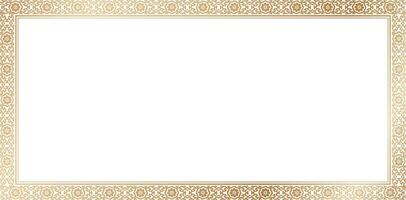 Rectangle Ornamental border frame in Victorian style. Elegantly element for design in Eastern style, place for text. Floral golden border. Lace illustration for invitations and greeting cards isolated vector