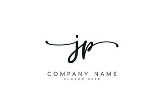 Handwriting JP logo design. JP logo design vector illustration on white background. free vector