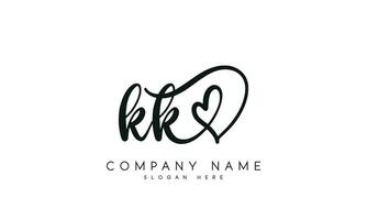 Handwriting KK logo design. KK logo design vector illustration on white background. free vector