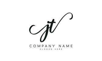 Handwriting JT logo design. JT logo design vector illustration on white background. free vector