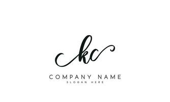 Handwriting KC logo design. KC logo design vector illustration on white background. free vector