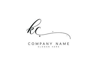 Handwriting KC logo design. KC logo design vector illustration on white background. free vector