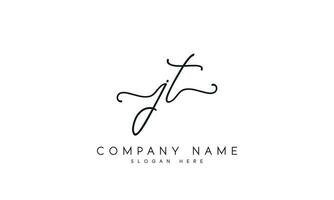 Handwriting JT logo design. JT logo design vector illustration on white background. free vector