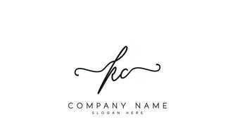 Handwriting KC logo design. KC logo design vector illustration on white background. free vector