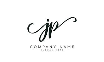 Handwriting JP logo design. JP logo design vector illustration on white background. free vector