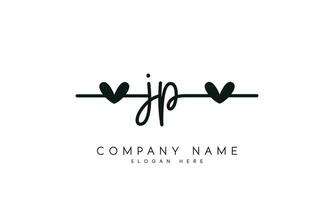 Handwriting JP logo design. JP logo design vector illustration on white background. free vector