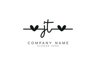 Handwriting JT logo design. JT logo design vector illustration on white background. free vector