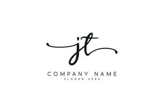 Handwriting JT logo design. JT logo design vector illustration on white background. free vector