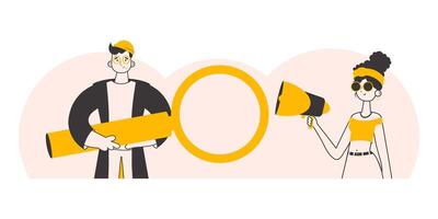 The concept of finding employees. Minimalistic linear style. illustration. vector