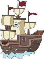 Pirate ship cartoon on white background vector