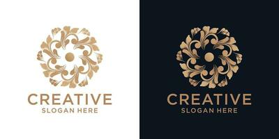 Floral ornament logo design abstract vector