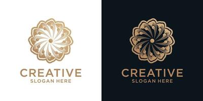 Floral ornament logo design abstract vector