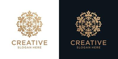 Floral ornament logo design abstract vector