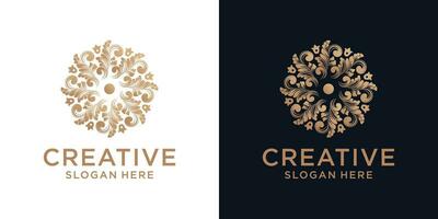 Floral ornament logo design abstract vector