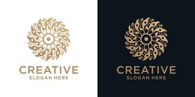 Floral ornament logo design abstract vector