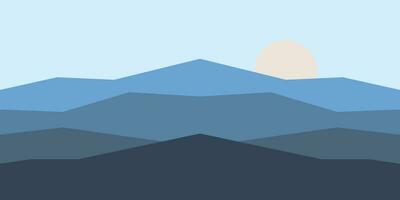 Abstract dark blue mountain view landscape vector