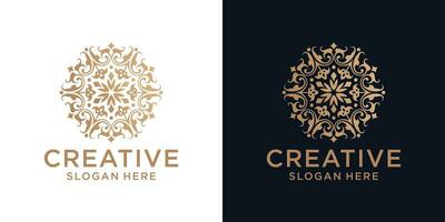 Floral ornament logo design abstract vector