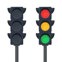 Traffic light. Off traffic light. Traffic lights with all three colors on. vector