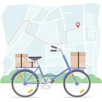 Delivery. Package. Delivery by bike. Carrying a parcel on a bicycle vector