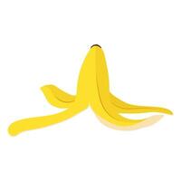 Peel of a ripe yellow banana on a white background. Waste. Trash vector