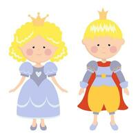 vector ilustración de princesa y Príncipe en azul color. princesa. Príncipe. niños. caracteres.