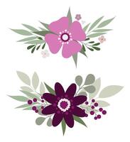 Set of flower compositions. Vector flowers.