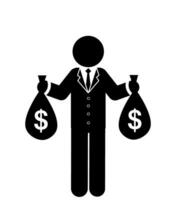 stick figure and stickman vector silhouette illustration, Businessman Success