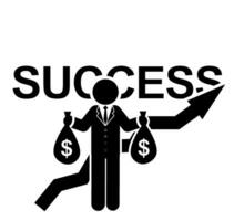 stick figure and stickman vector silhouette illustration, Businessman Success