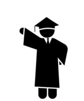 palo figura y hombre palo vector silueta ilustración, graduado, ceremonia, diploma