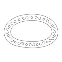 Doodle minimalistic oval frame for paintings and photos. Illustration of an elegant vintage frame with patterns isolated on a white background. vector