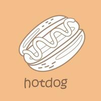 Alphabet H for Hotdog Vocabulary School Lesson Cartoon Digital Stamp Outline vector