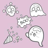 Cute Funny Ghost Halloween Cartoon Digital Stamp Outline vector