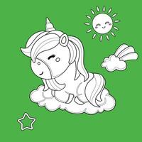 Cute Unicorn Hose Animal Imagination Cartoon Digital Stamp Outline vector