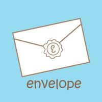Alphabet E For Envelope Vocabulary School Lesson Cartoon Digital Stamp Outline vector