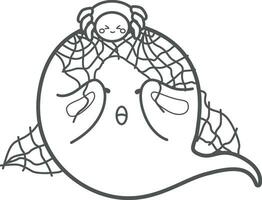 Funny Ghost Halloween Cartoon Coloring Pages for Kids and Adult Activity vector