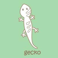 Alphabet G For Gecko Vocabulary School Lesson Cartoon Digital Stamp Outline vector