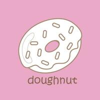 Alphabet D For Doughnut Vocabulary School lesson Cartoon Digital Stamp Outline vector
