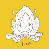Alphabet F For Fire Vocabulary School Lesson Cartoon Digital Stamp Outline vector