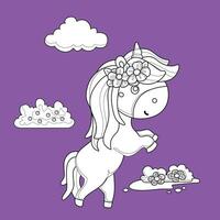 Cute Unicorn Hose Animal Imagination Cartoon Digital Stamp Outline vector