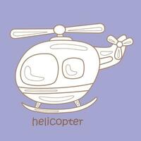 Alphabet H for Helicopter Vocabulary School Lesson Cartoon Digital Stamp Outline vector