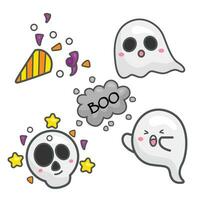 Cute Ghost Halloween Decoration Party Cartoon Illustration Vector Clipart STicker