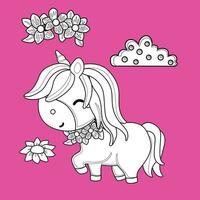 Cute Unicorn Hose Animal Imagination Cartoon Digital Stamp Outline vector