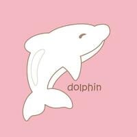 Alphabet D For Dolphin Vocabulary School lesson Cartoon Digital Stamp Outline vector