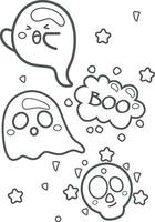 Funny Ghost Halloween Cartoon Coloring Pages for Kids and Adult Activity vector