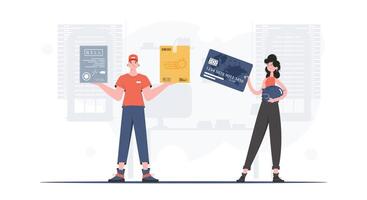 Parcel delivery. illustration. trendy style. vector