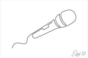 wired microphone continuous line art drawing vector