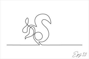 continuous line art drawing of squirrel vector