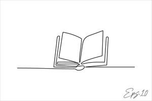 continuous line art drawing of book vector