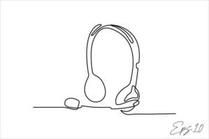 headset continuous line art drawing vector