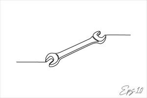 wrench continuous line art drawing vector